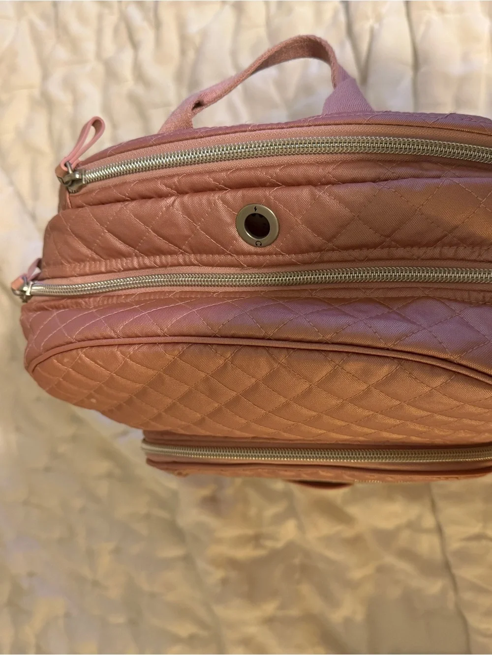 Vera Bradley Pink Quilted Metallic Backpack